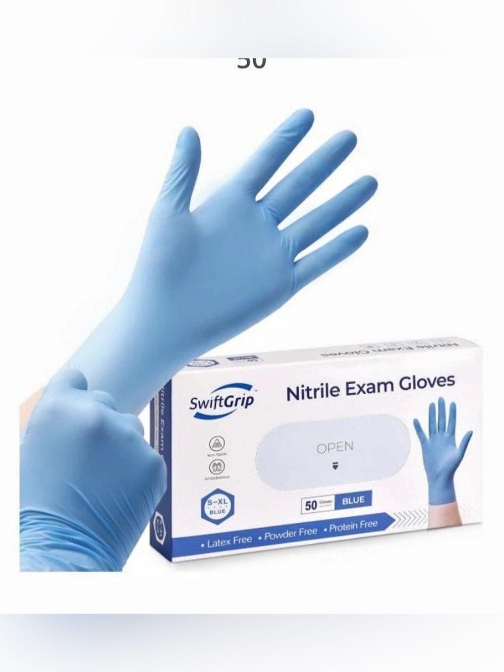 SwiftGrip Disposable Nitrile Exam Gloves Blue Nitrile Gloves 300 NIB